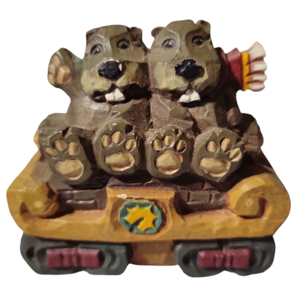 Vtg 98 David Frykman Northwoods Beaver Train Car Grand Casino Figurine